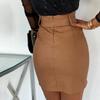 Womens PU Leather High Waist Pencil Skirt Wet Look Zipper Bodycon Mini Dress