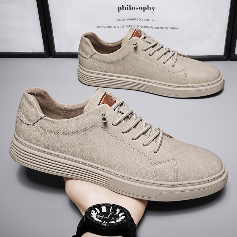 Summer new breathable all-match flat baseplate shoes men's leather casual shoes gouging men's shoes