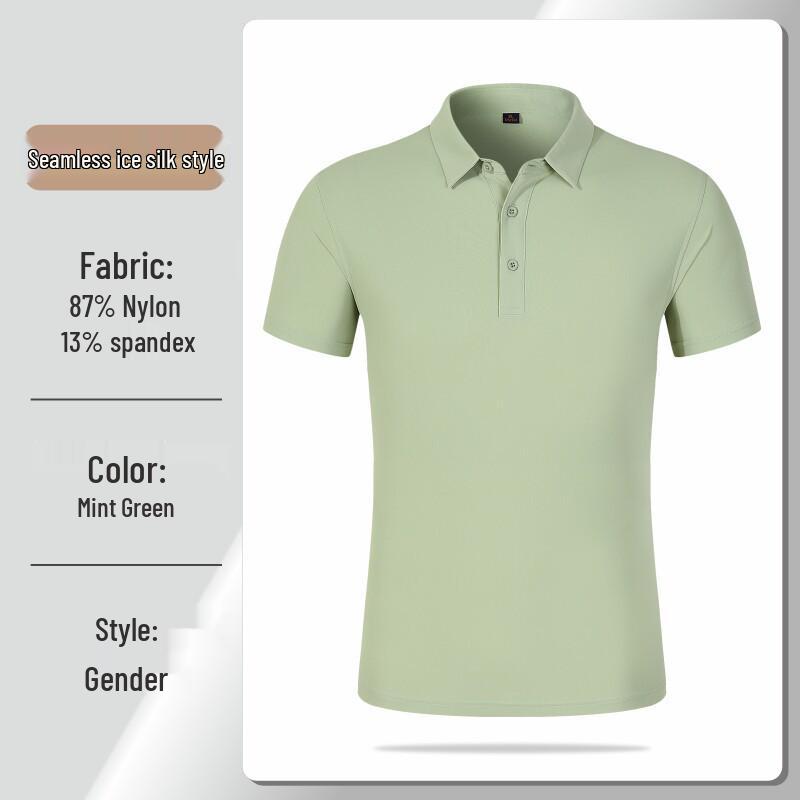 Custom Logo Ice Silk Short Sleeve Work Polo with Embroidered Lapel for Summer Employees XXXL