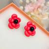 New Flower Hanging Earrings White Enamel Floral Acrylic Petals Crystal Imitation Pearl Dangle Earrings for Women brincos