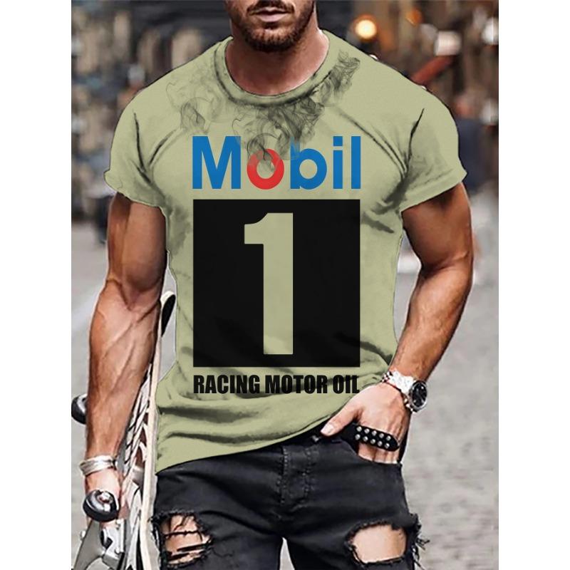 Men's 3D Trendy Letter Summer Short Sleeved Simple Round Neck T-shirt Street Style Shirt