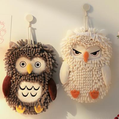 Chenille Towel Owl Design Decorative Washcloth Hangable Rag Quick Dry Cute Hand Towels For Bathroom For Hotel Home Kids Adults