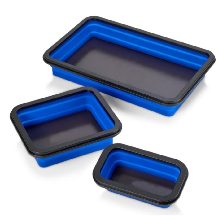 3 Pack Silicone Magnetic Parts Trays, Foldable Metal Component Storage Space Saving Organizer for Efficient Workstations