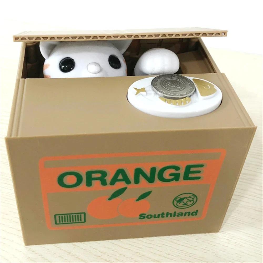 Creative Children's Cartoon Electric Savings Box Cute Steal Money Cat  Little Family Decoration Money Box Birthday Gift Coin Box