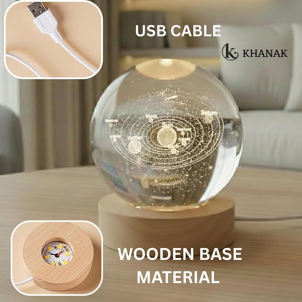 Universe Crystal Ball Night Light,3D Glass Ball Night LED Lamp