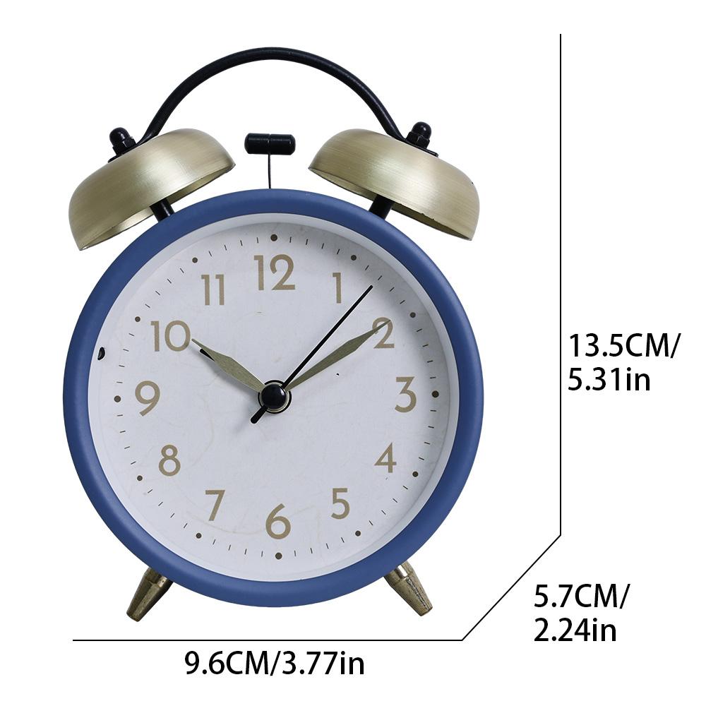 Retro Iron Small Silent Alarm Clock Fashion Desktop Clock with Creative Hands Quartz Nightlight Timer (No Battery Included)
