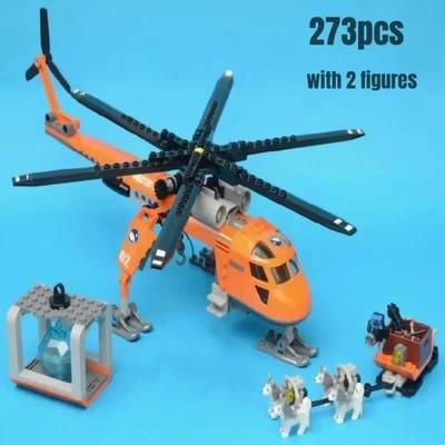 Conjuntos de Blocos Compatíveis Série Cidade Blocos de Construção Helicóptero Ártico Aeronave Cachorro Husky Brinquedos Infantis Presentes de Montagem 60034