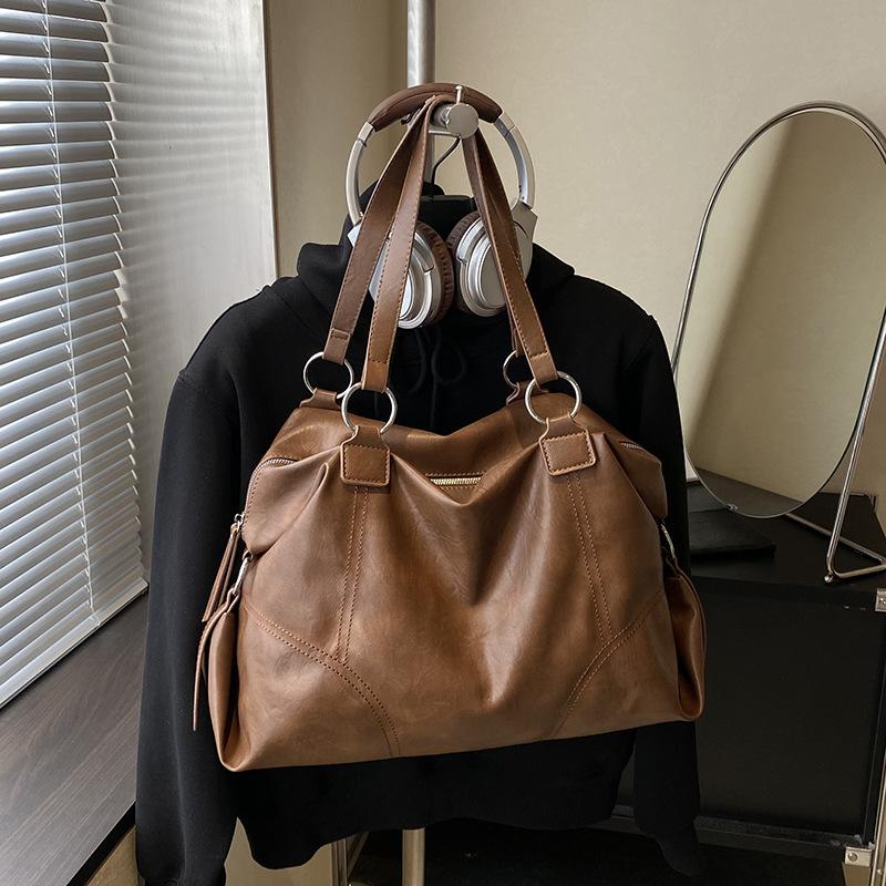 Retro Large-capacity Commuter Shoulder Bag Women's Autumn and Winter 2025 New Korean Version Casual Tote Bag Portable Travel Bag
