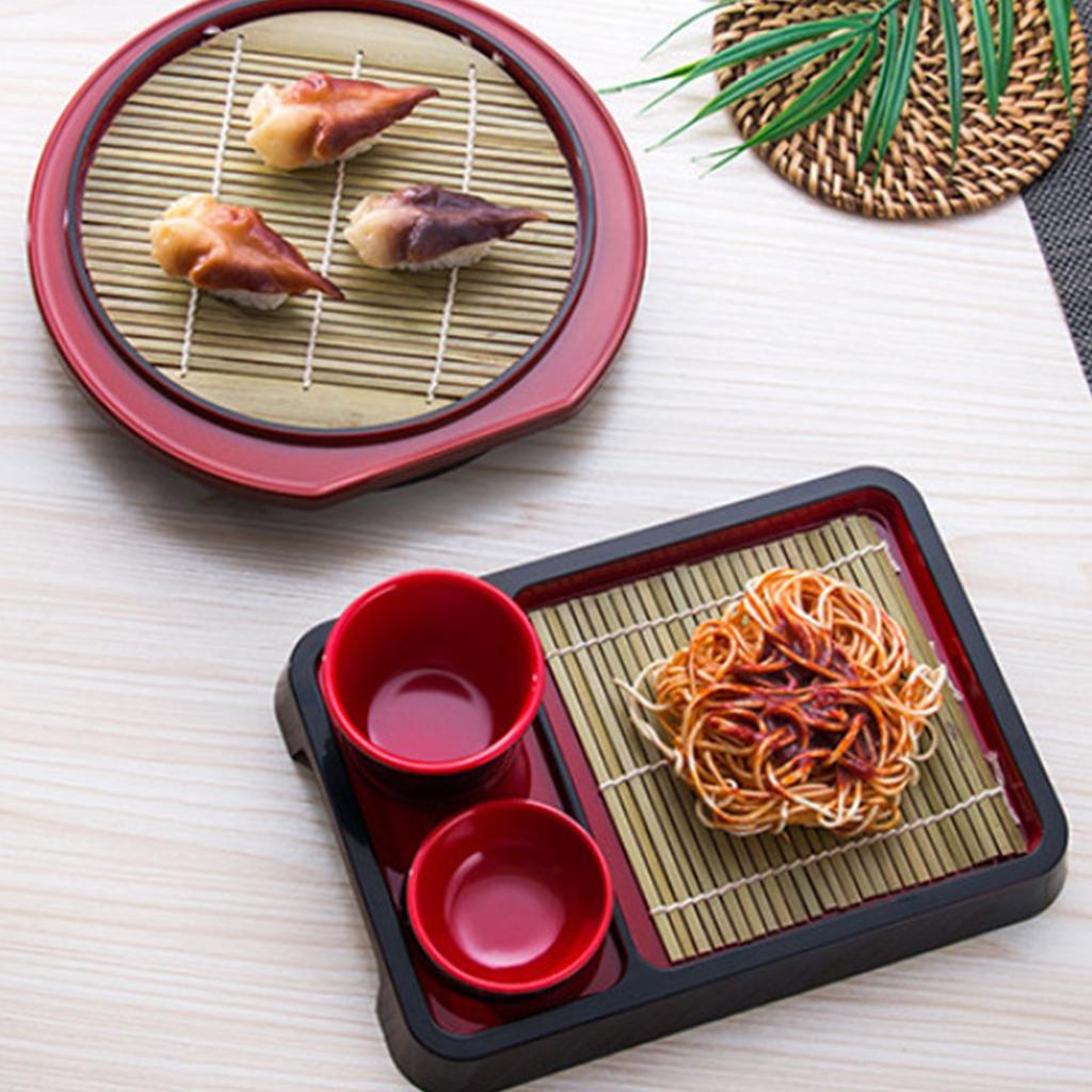Soba Noodle Plate With Drain Mat Appetizer Tray Melamine Food Plate Sashimi Platter for Apartment Home Kitchen