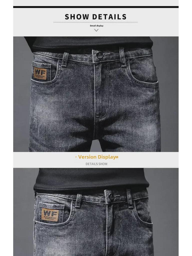 Pantaloni Denim Stretch Slim Fit pentru Bărbați American High Street – Toamnă/Iarnă 2024 Stil Coreean Casual