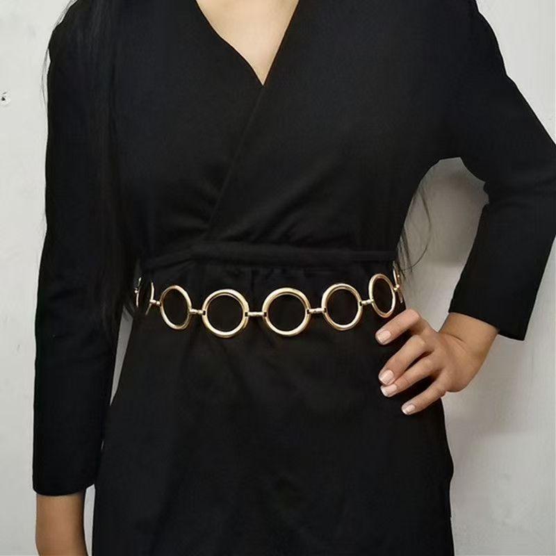 European & American Style Metal Ring Body Chain - Women's Fashion Waist Accessory