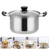 Double Ear Stainless Steel Kitchen Cookware Steamers Saucepan Glass Cover Stock Pot Soup Pan Household Cooking Pot