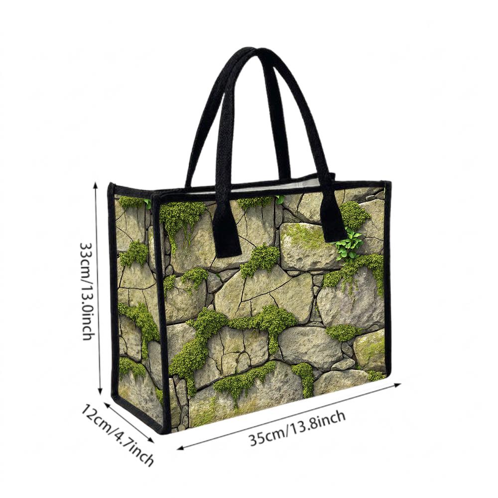 Moss Stone Pattern Women Tote Bag Casual Daily Use Handbag Large Capacity Fashion Outdoor Carry Bag