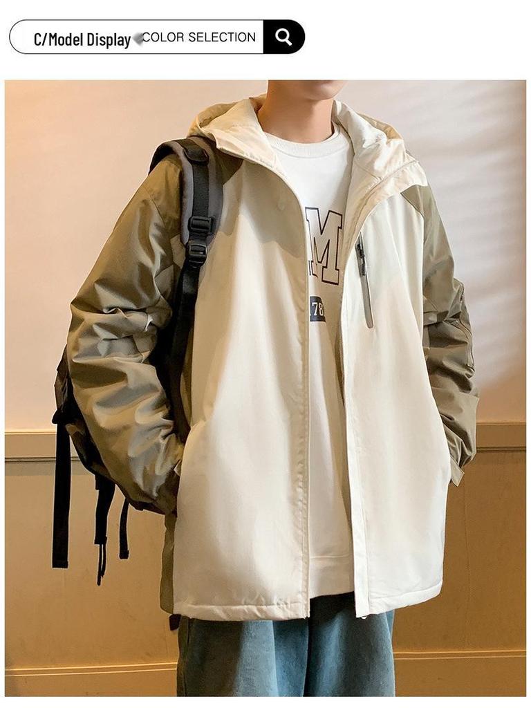 Men's Hooded Jacket: Autumn/Winter 2025, Plus Velvet, Trendy American Style, Outdoor Mountaineering, Casual Workwear.