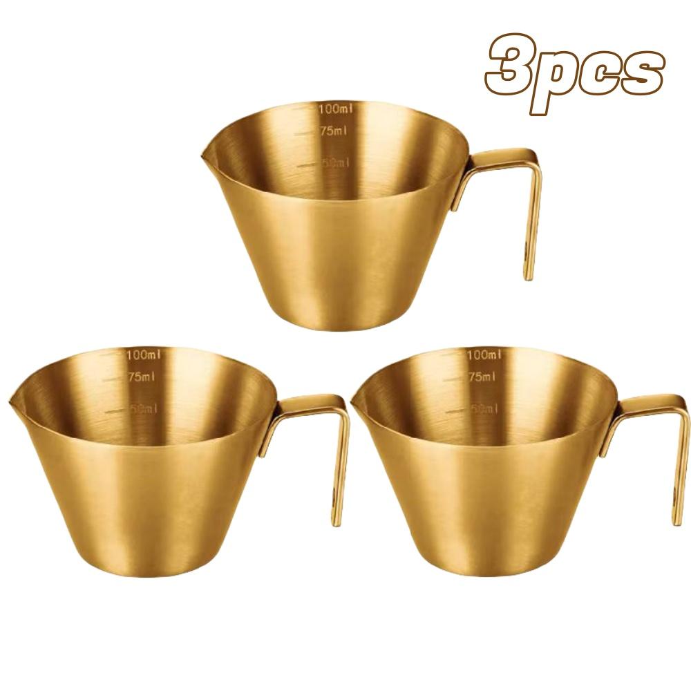 1/3pcs Stainless Steel Measuring Cup 3.5oz Coffee Shot Cup With Handle Precision Scale for Espresso Milk Latte Art Baristas Tool