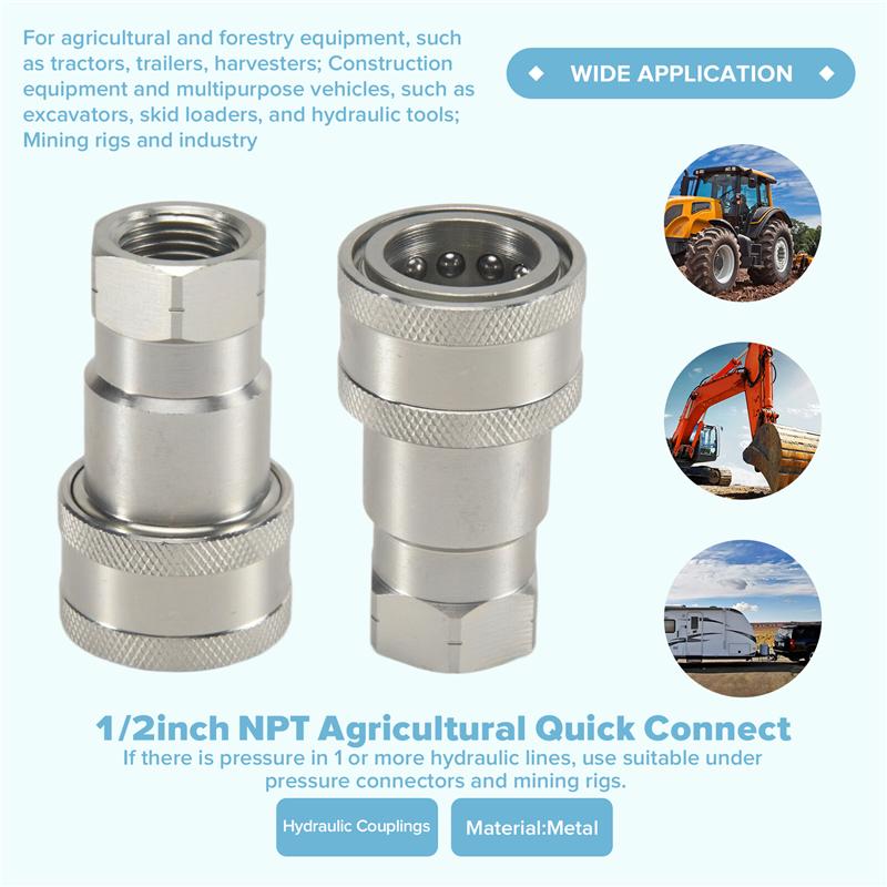 A96I-1Set ISO7241-A NPT Hydraulisk Koppling Kopplingskontakt 1/2 tum Snabbväxlingsgränssnitt Metall
