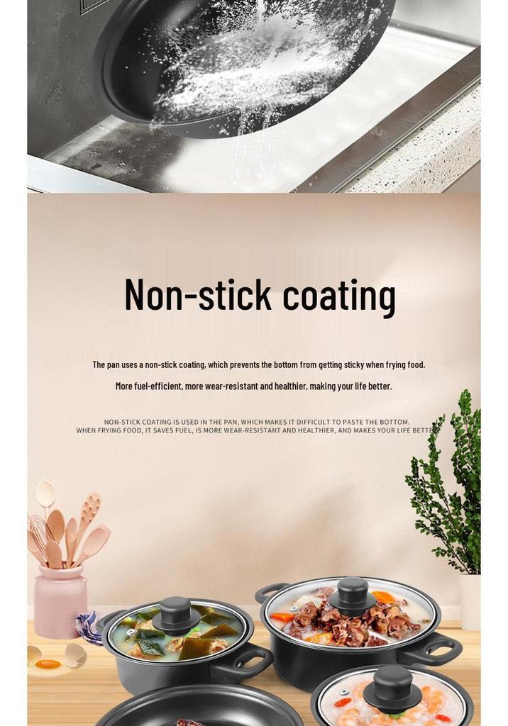 Thirteen-Piece Non-Stick Cookware Set: Includes Frying Pan, Soup Pot, Milk Pot, and Spatulas