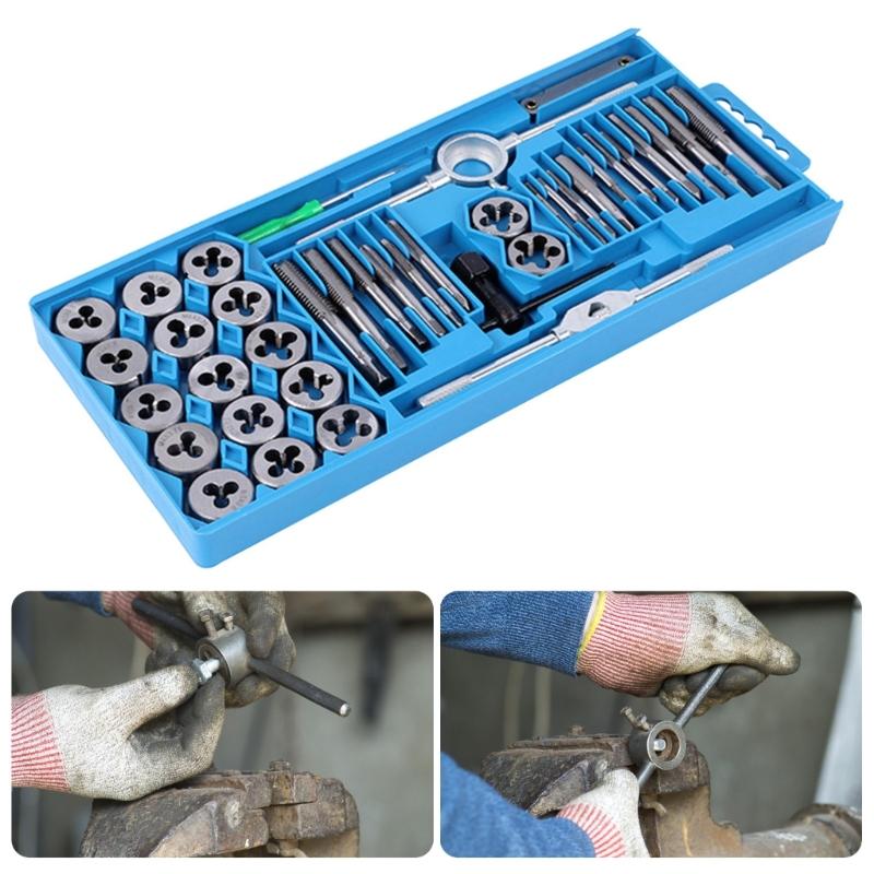 40pcs Practical Thread Cutting Tool Tap and Die Set Complete Threading Set With Carbon Steel Tool For Stable Use