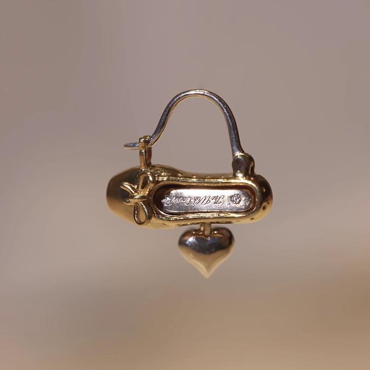 S925 Ballet Shoe & Heart Earrings - Silver & Gold Unique Gift 2025