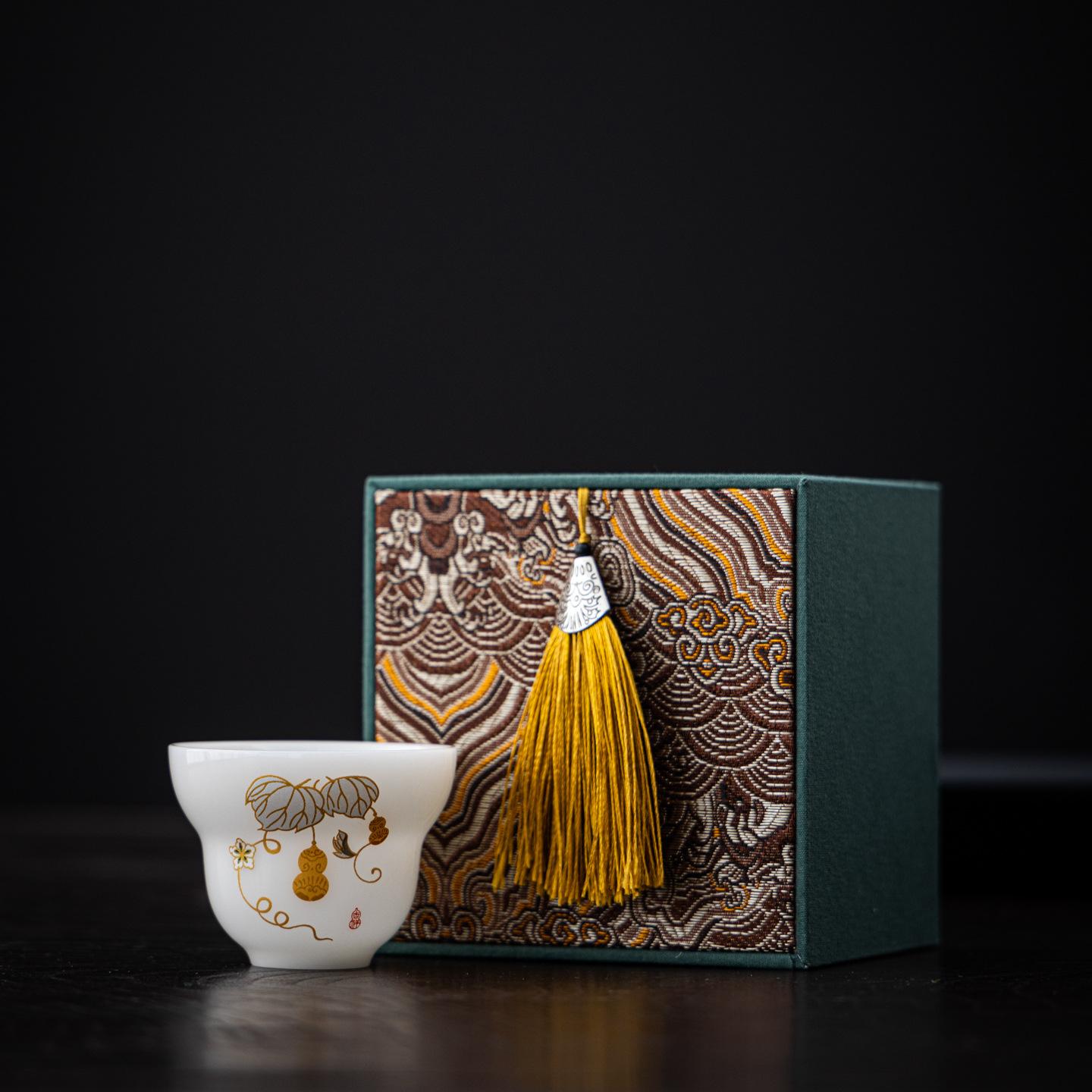 

Продвинутая чашка-мастер из нефрита ледяной семечки, фарфоровая, подарочная коробка высокого класса, чайная чашка, чашка для чая, бизнес-подарок от компании