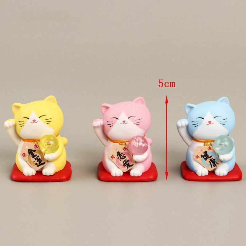 

3D Japan Cartoon Lucky Cat Figurine Glass Animal Model Home Decor Craft Gift DIY Ornament Accessories