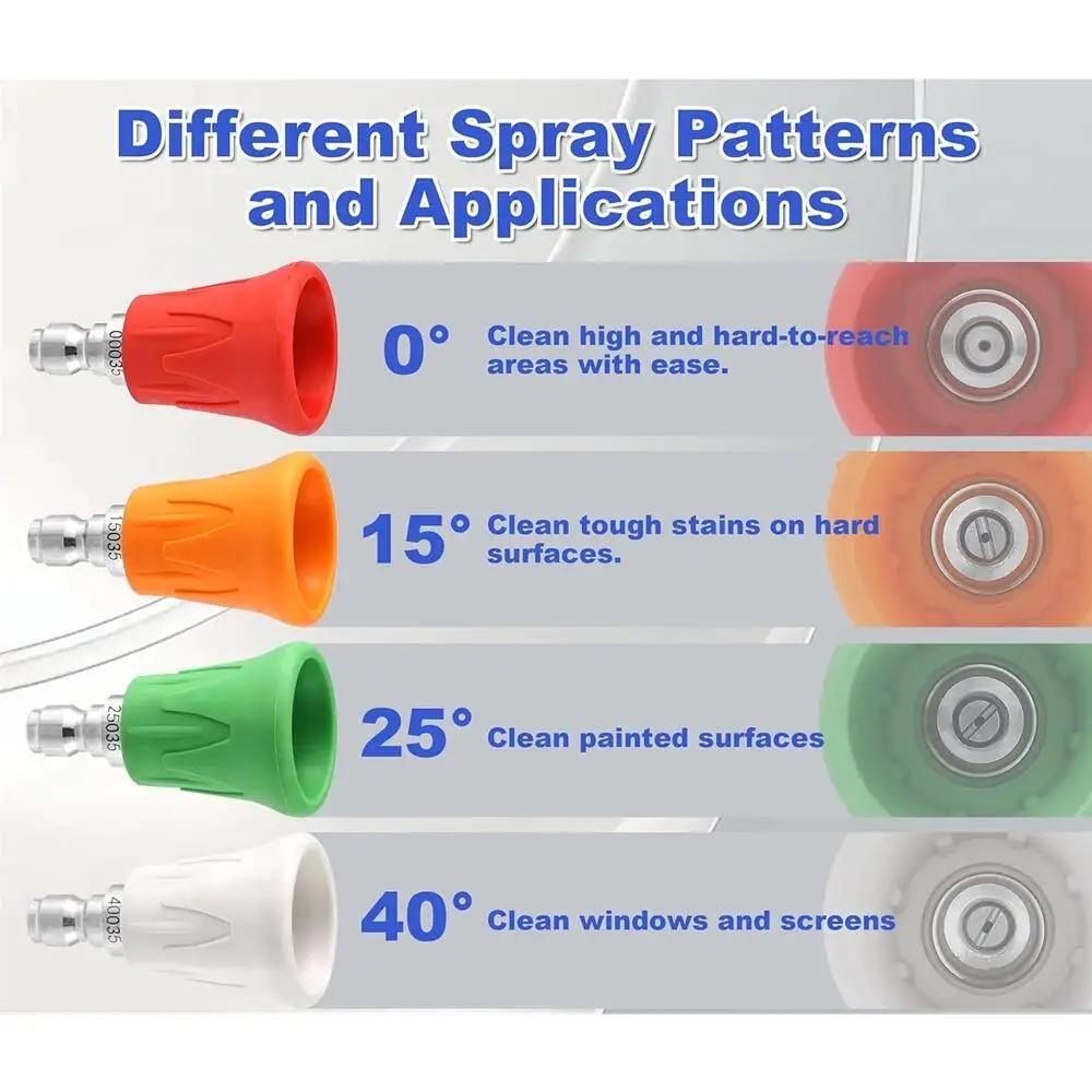 Car Washer Sector Sprayer Nozzle Tips With Soft Rubber Sleeve High Pressure Wash Gun Nozzles 1/4" DN8