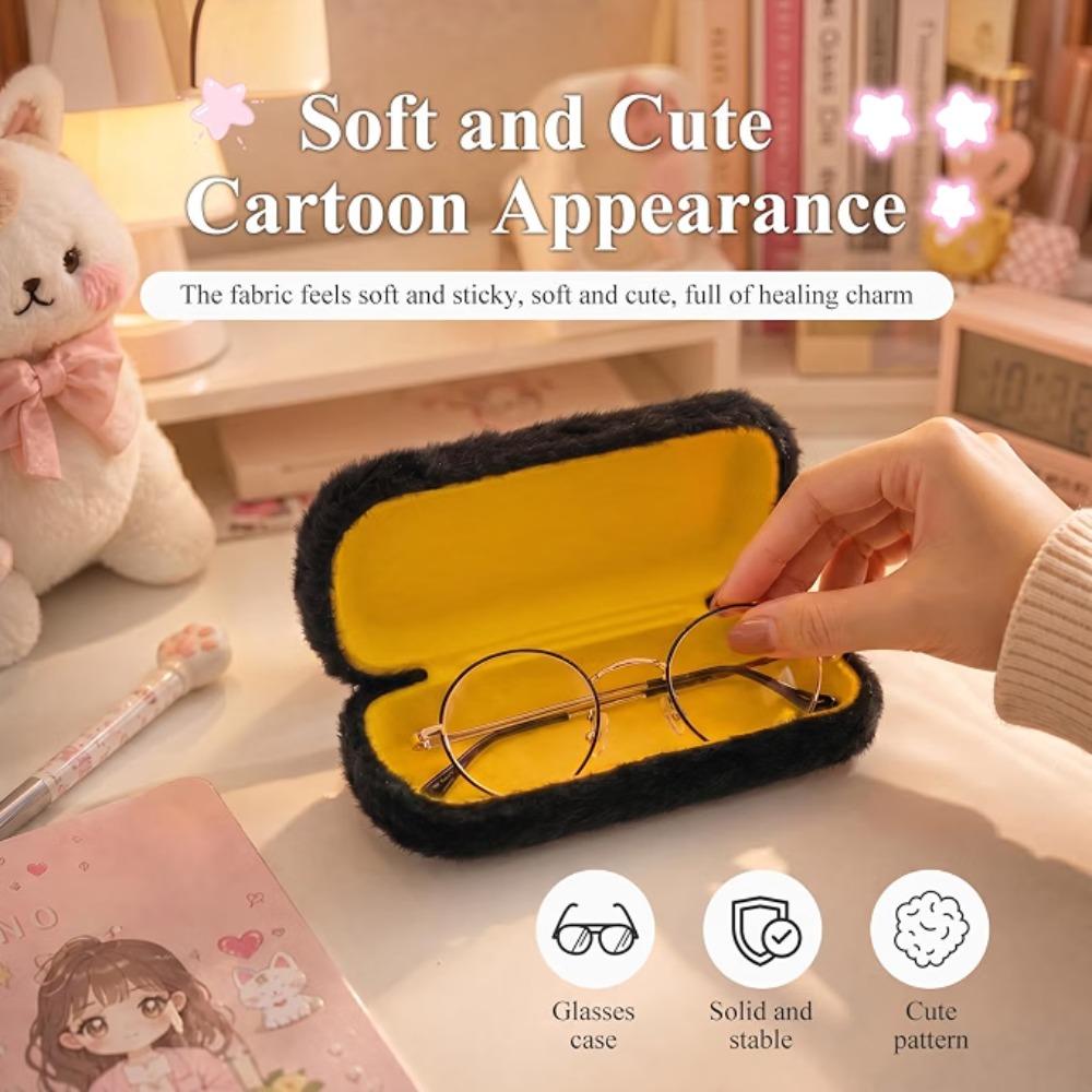 Plush Glasses Case Hard Shell Sunglasses Holder Portable Eyeglass Case
