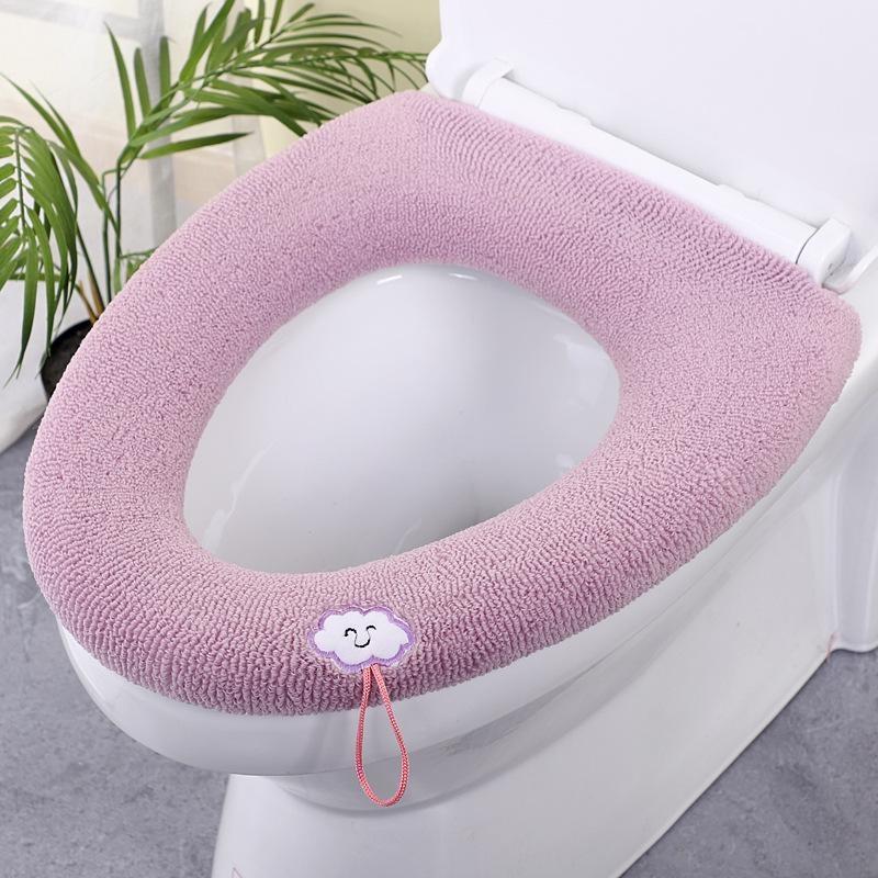 Thicker Bathroom Toilet Seat Cover Pads - Soft Warmer Toilet Seat Cushion Cover Stretchable Washable Cloth