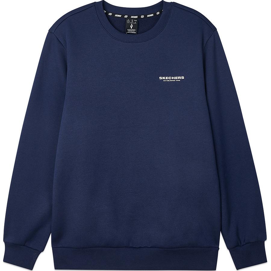 Skechers Sports League Series Soft Comfortable Pullover Long Sleeve Sweatshirt Men sweatshirt Navy-Blue L424M088-00DU S