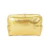 Handheld Makeup Bag with Large Capacity Gold PU Leather Zipper Bags Versatile Make Up Pouch Cosmetic Travel Organizer