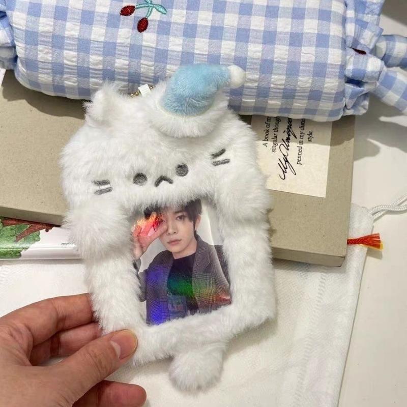 Tecknad Plysch Fotokortsfodral Fotokorthållare Bärbart Ins-kortsfodral Studenter Idol Foton Skyddsfodral