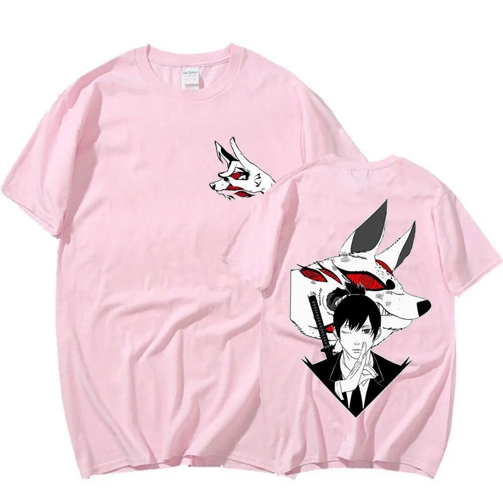 Anime Chainsaw Unisex T-shirt Unisexga Hayakawa Aki Fox Devil Kon Tryck T-shirts Unisex Kvinnor Casual Bomull Kortärmad T-shirt Oversized