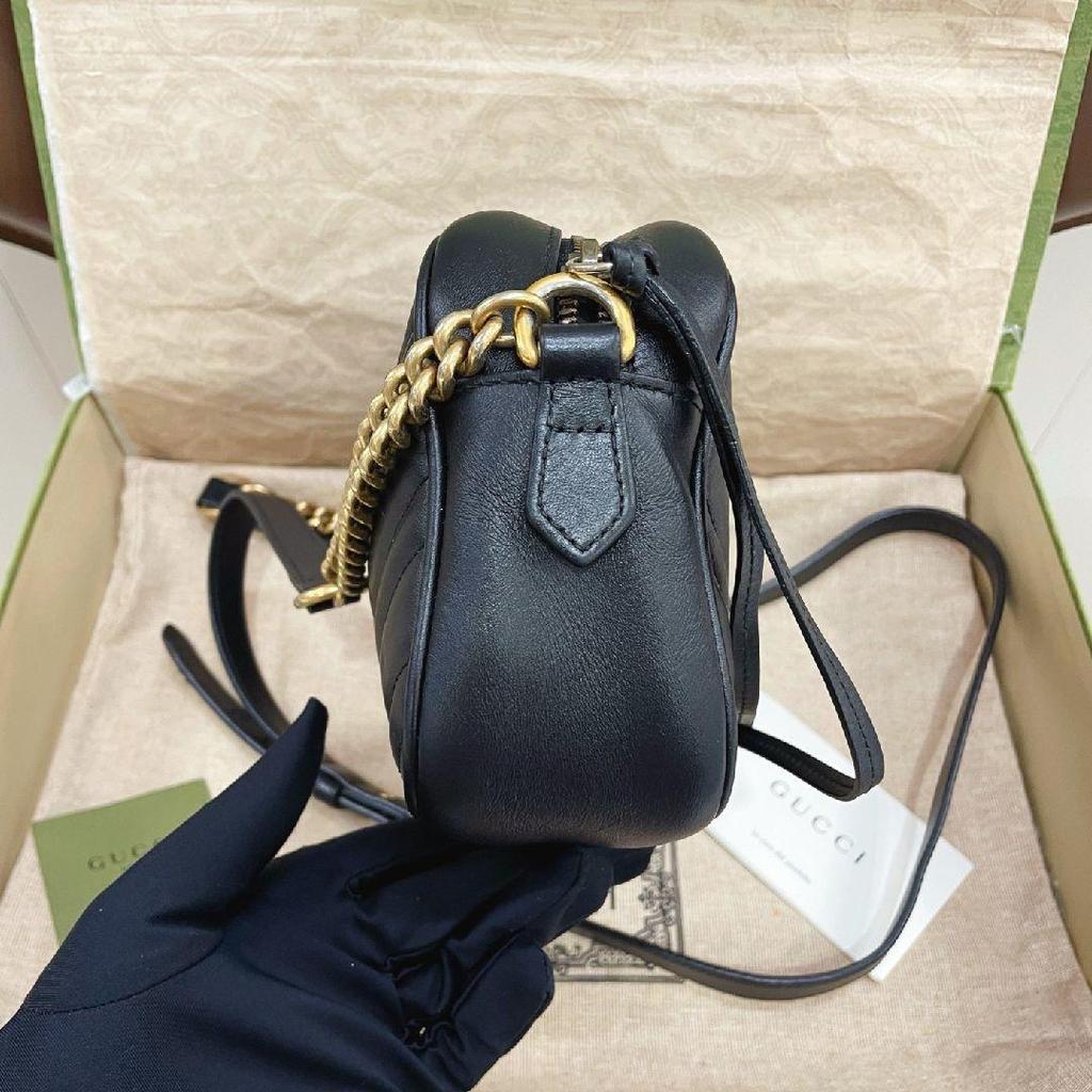 [Pre-Owned] Gucci GG Marmont Small Matelassé Shoulder Bag 'Black' - Excellent #14YGZT9