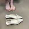Versatile Womens Sandals with Anti Slip Slim Heel Close Toes Elastic Band Bow 2025 Summer Outdoor PU Black/White Fashion Sandals