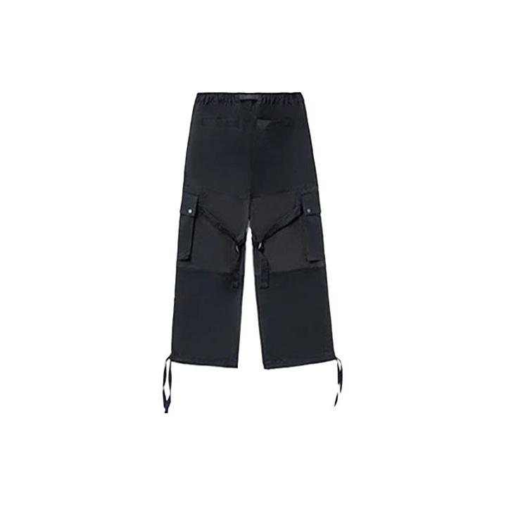 Li-Ning Urban Outdoor Series Velvet Spliced Loose Straight-Leg Pants Men Bottoms Black AKXR605-2
