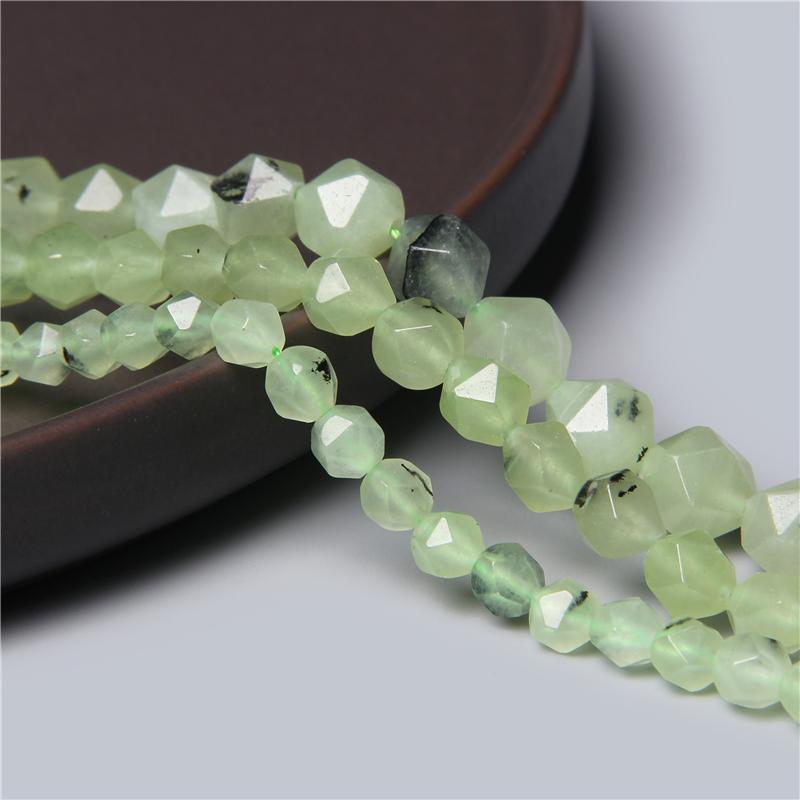 Natural Faceted Green Prehnites Quartz Crystal Stone Beads Charm For Handmade Jewelry Making Bracelet Necklace Gem Stone Beads