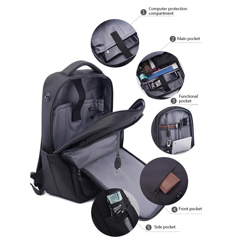 Brand New Waterproof 15.6 inch Laptop Backpack Men USB Charging Port Business Travel Backpacks Male Casual Mochila School Bags