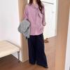 Weisong Clothing Korean Design Sense Scarf Collar Corduroy Shirt Women's Spring New Lazy Loose Casual Top