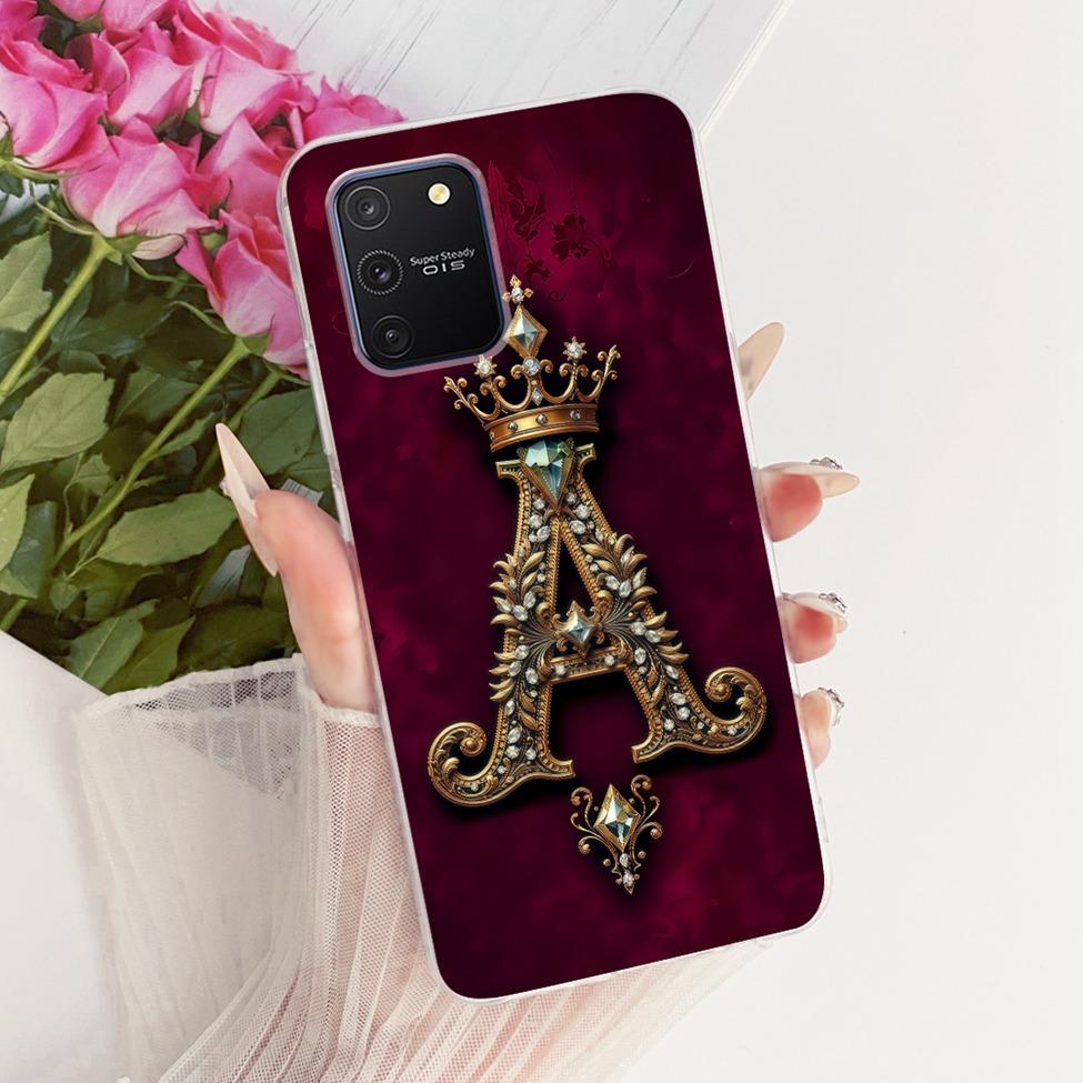 Clear For Samsung Galaxy S10 Lite Case Luxury Crown Fashion A-Z Letter 2D Painted Casing For Samsung S10 Lite G770F G770U1 Cover