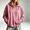 Damen Oversized Retro Kapuzenpullover mit Leopardenmuster