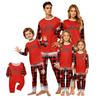 Family Matching Christmas Print Pajama Set Long Sleeve Neck Top and Pants for Women and Kids