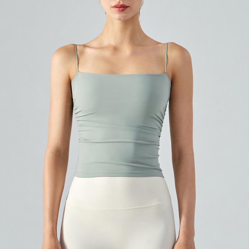 

Ruched Waist Yoga Tank Top: Shockproof Women s Summer Fitness Camisole for Running & Sports Extra Large
