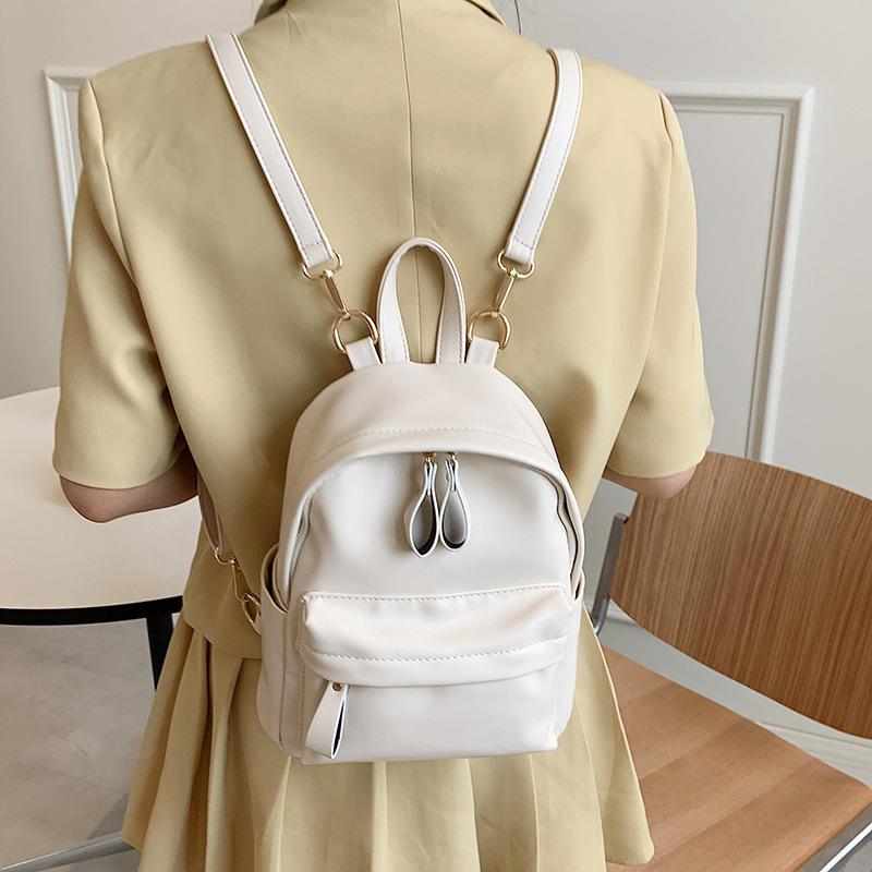 Schoolbag Women's Backpack Summer Soft Leather Fashion Small Backpack Korean Version Mori Simple Foreign Versatile Travel Bag Student Small School Bag