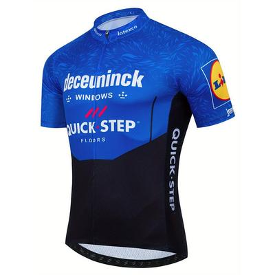 Men's Deceuninck Print Zip-up MTB Cycling Jersey T-shirt, Moisture-wicking Quick Dry Breathable Tops For Males