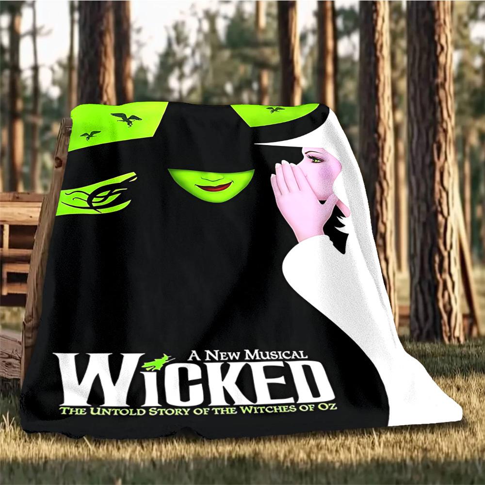 1pc Wicked Musical Outdoor Blanket Lightweight Flannel Throw For Travel, Camping, Livingroom, Couch, Chair Soft