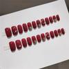 Mid-length Red False Nail Imitation Pearl Gold Line Reusable Artificial Nail for Hand Decoration Nail Art