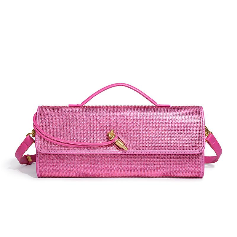 New Hot Diamond Banquet Bag Exquisite Horizontal Diamond Handheld Stick Bag Handheld Long Single Shoulder Diagonal Cross Women's Bag
