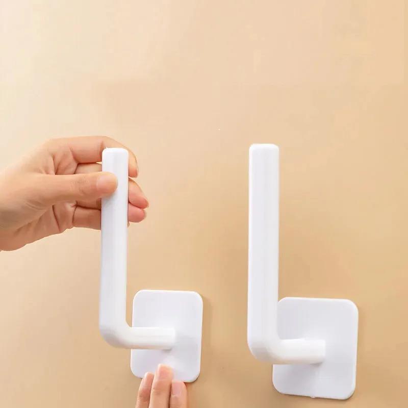 2-Pack L-Shaped No-Drill, Invisible Hooks | Multi-Purpose Strong Adhesive Hooks | Kitchen Dish Towel Hooks for the Lazy