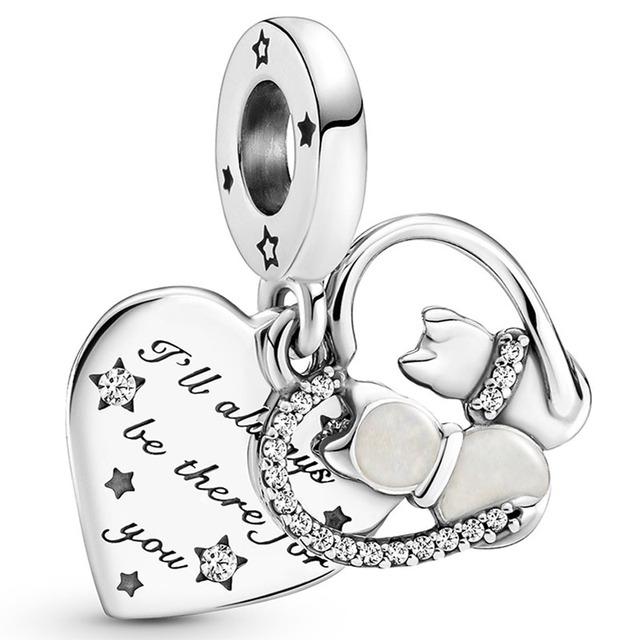 

Блестящие Сверкающие Бесконечные Сердца Крест Мать Сын Любовь Кулон Бусины Стерлингового Серебра 925 Подвески Подходит Модный Браслет Ювелирные Изделия