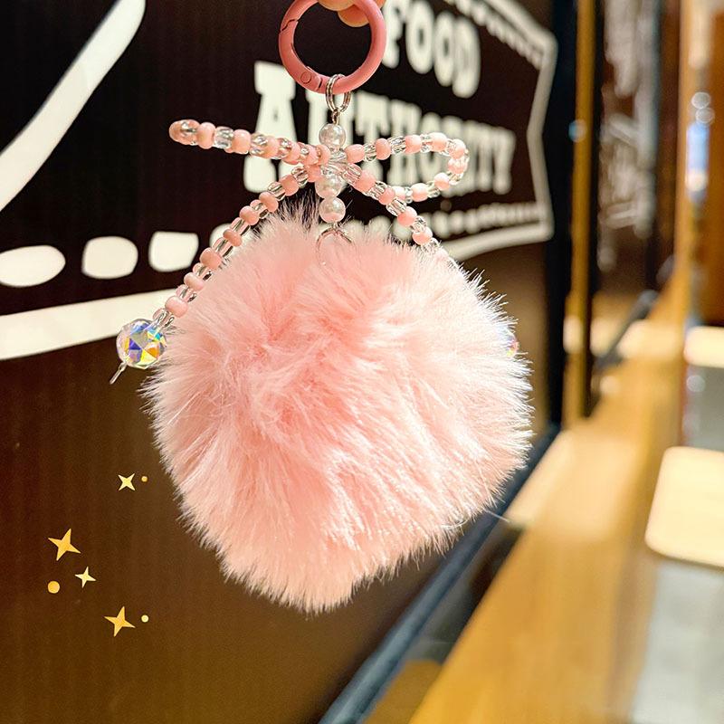 

Креативный большой плюшевый шар с бантом на цепочке для мобильного телефона, подвесная сумка, подвесное украшение, брелки, наушники, сумка, аксессуары, подарок розовый